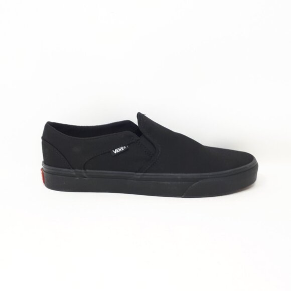 Vans Asher Canvas All Black Slip-On Classic Skate Shoe Sneaker Womens Size 9.5 - Picture 1 of 12